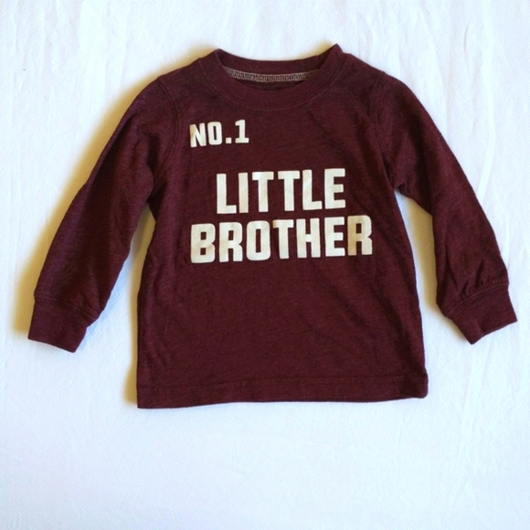 carter's maroon little brother graphic long sleeve shirt 12 months baby boy - Picture 1 of 6
